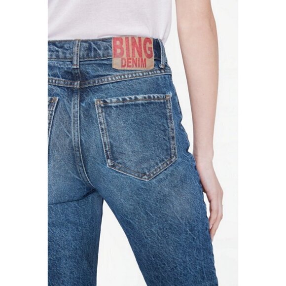 💕ANINE BING💕 Kaia Jean 90s High Rise Straight Leg Wide Flare Blue Denim 28 NWT - Picture 5 of 16